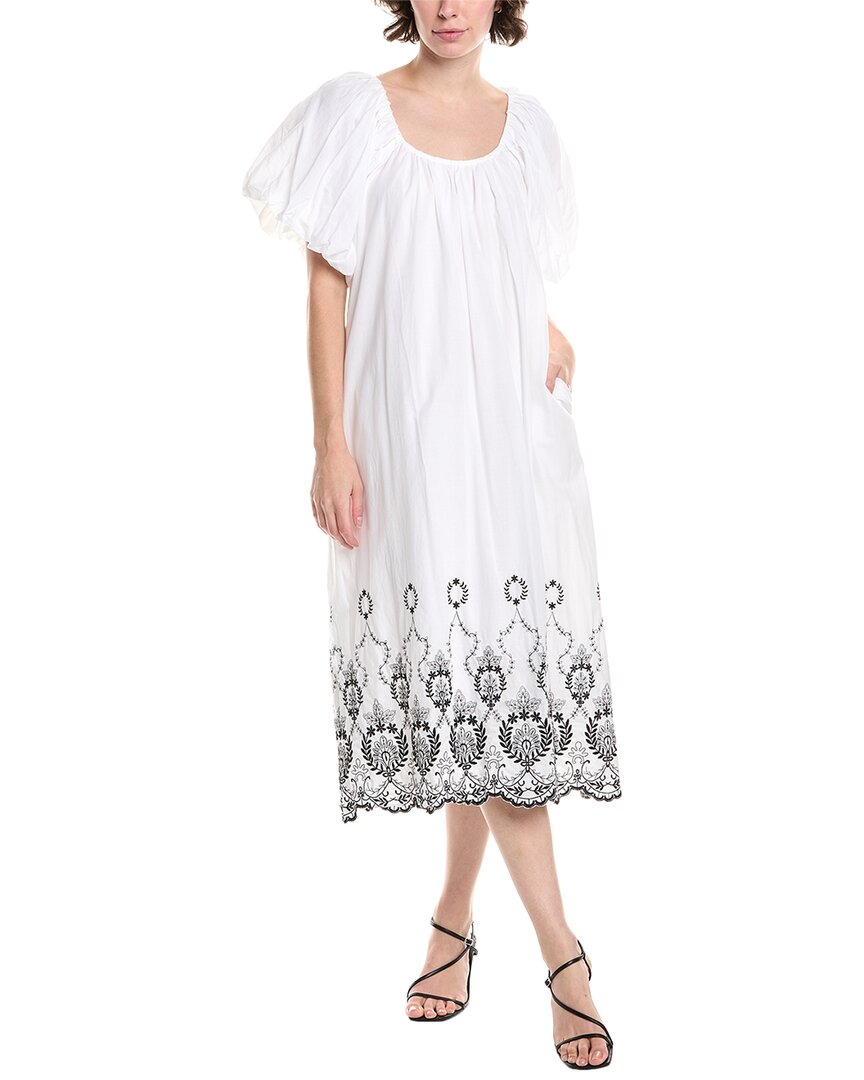 

Бесконечная роза вышивка миди-платье Endless rose, белый