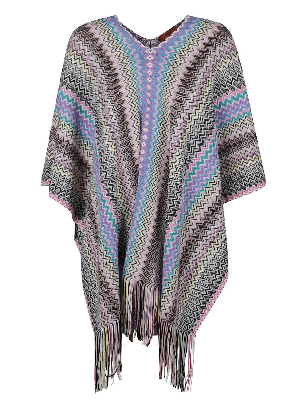 

Пончо с бахромой и узором шеврон Missoni, фиолетовый