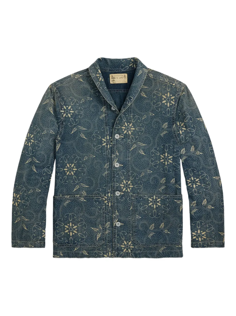 

Джинсовая рубашка с цветочным принтом Ralph Lauren RRL, синий