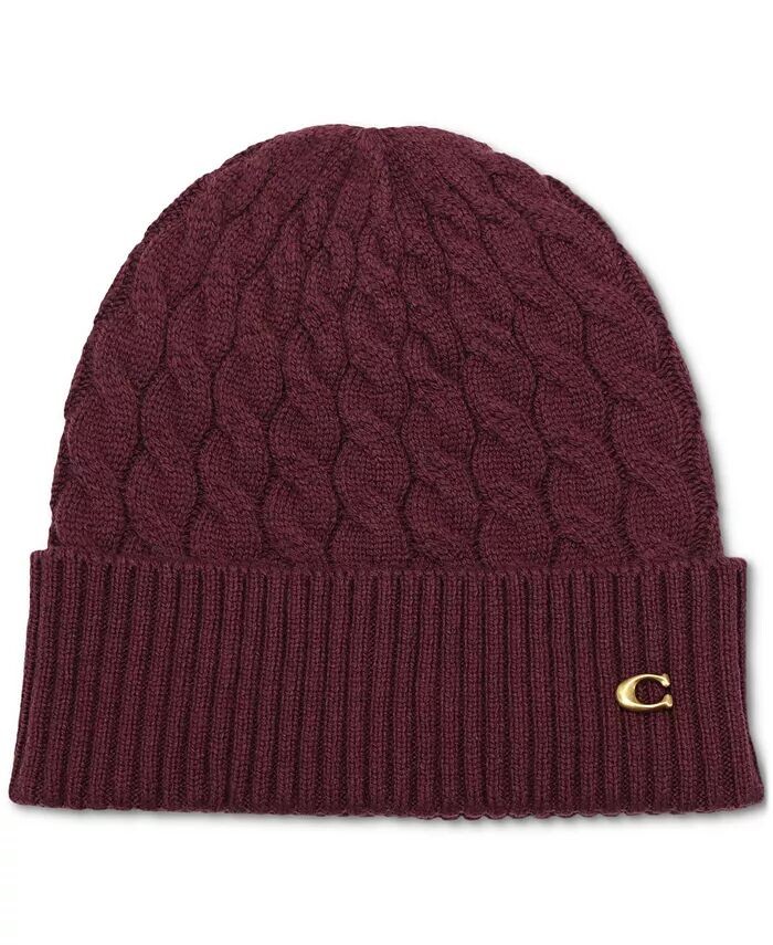 

Шапка-бини Signature C Cable Knit COACH, красный