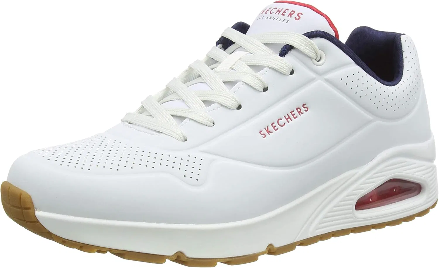 Кроссовки Skechers Herren UNO Stand On Air, White Durabuck Navy Red Trim