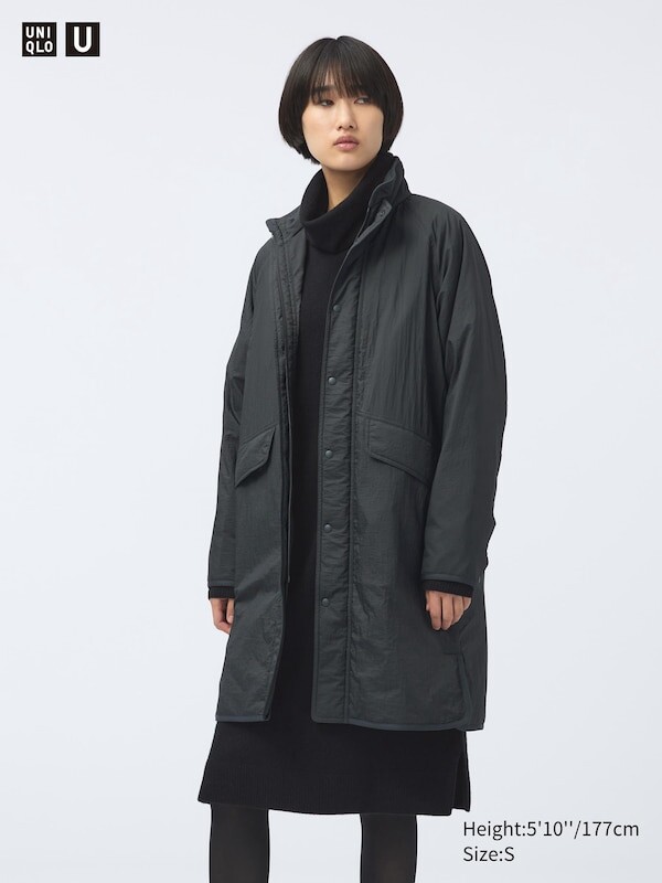 

Непростеганное пальто puffertech Uniqlo, серый