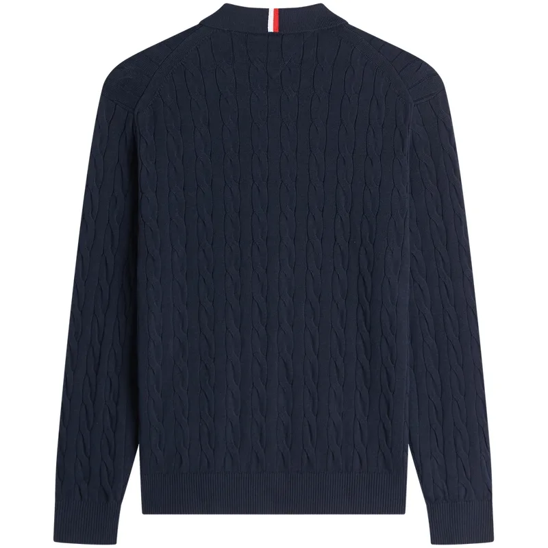 Tommy Hilfiger cable knit polo shirt, Navy Blue DW5 — фото 3