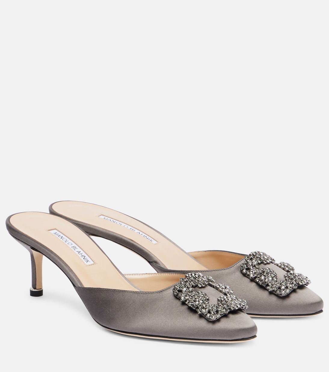 Hangisimu мюли из атласа с декором Manolo Blahnik, 0212 Dgry