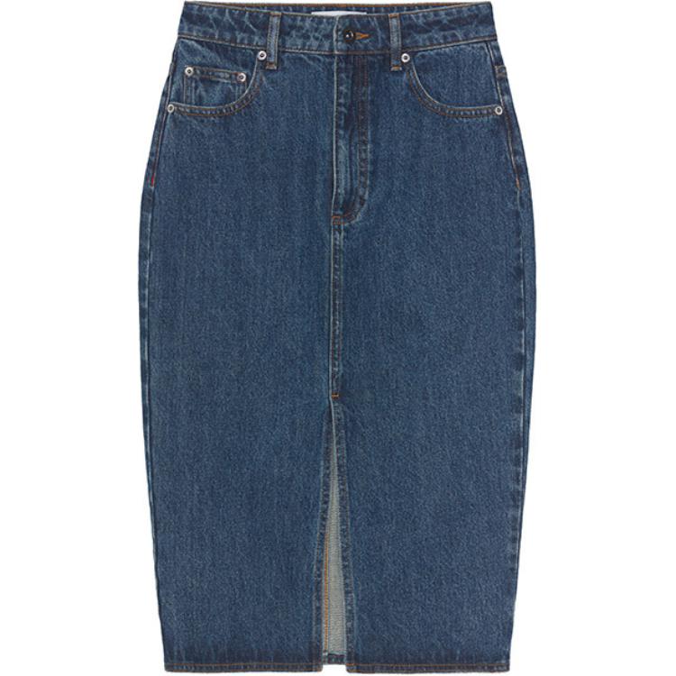 

Self Portrait Джинсовая длинная юбка Women's Denim Blue Self-portrait