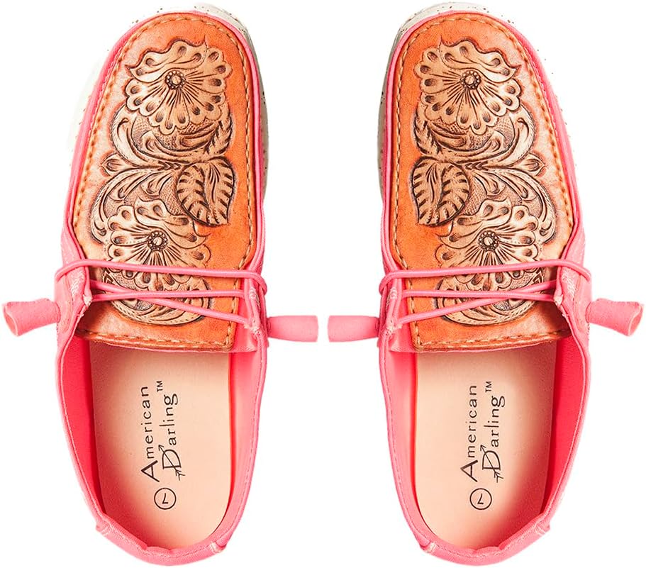 

Легкие туфли American Darling с ручной резьбой и отделкой из натуральной кожи, без шнурков, Обувь с тиснением, розовый