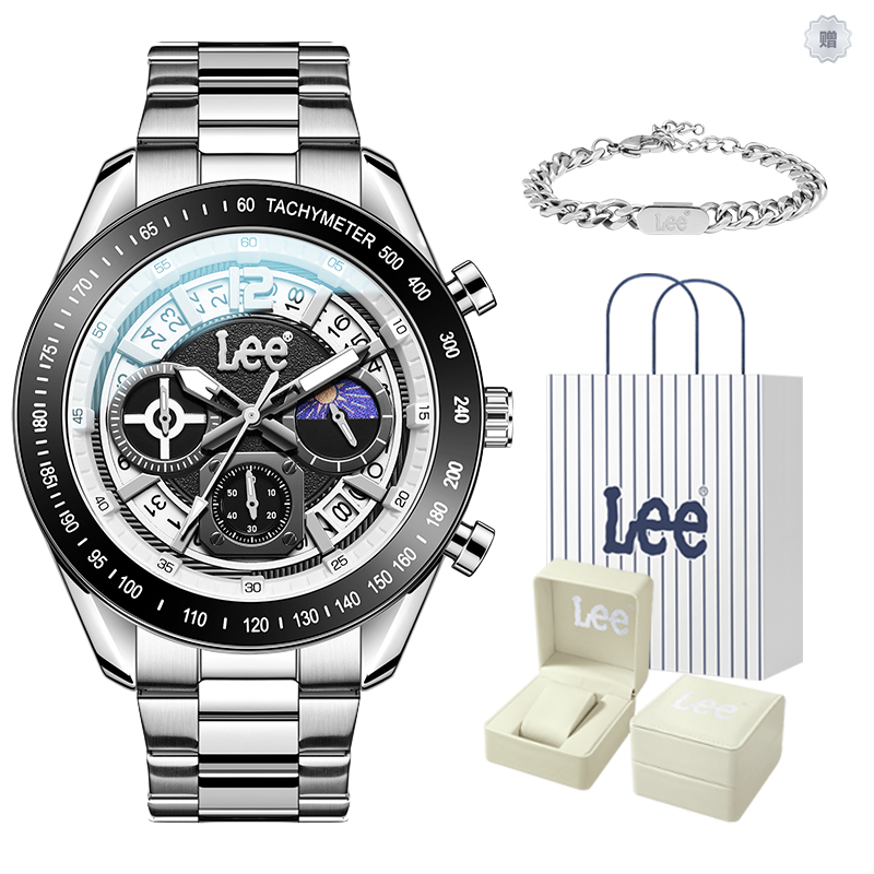 

Lee Часы Wrist Watch Quartz Movement Steel Strap 42 Black Dial Men's Watch Node Holiday Classic