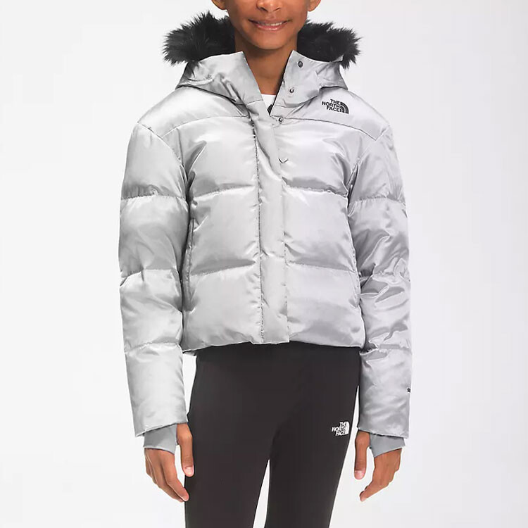 Детские пуховики/жилеты The North Face, серебряный — фото 3