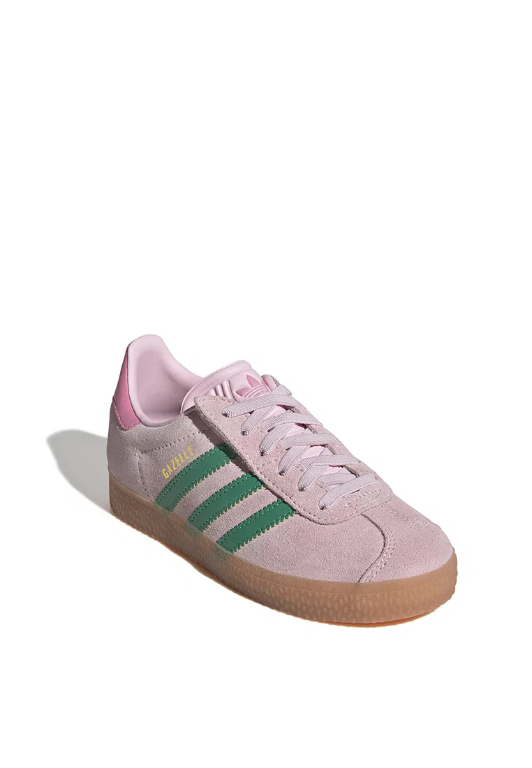 Кроссовки детские на эластичных шнурках, Gazelle, бежевые Adidas — фото 2