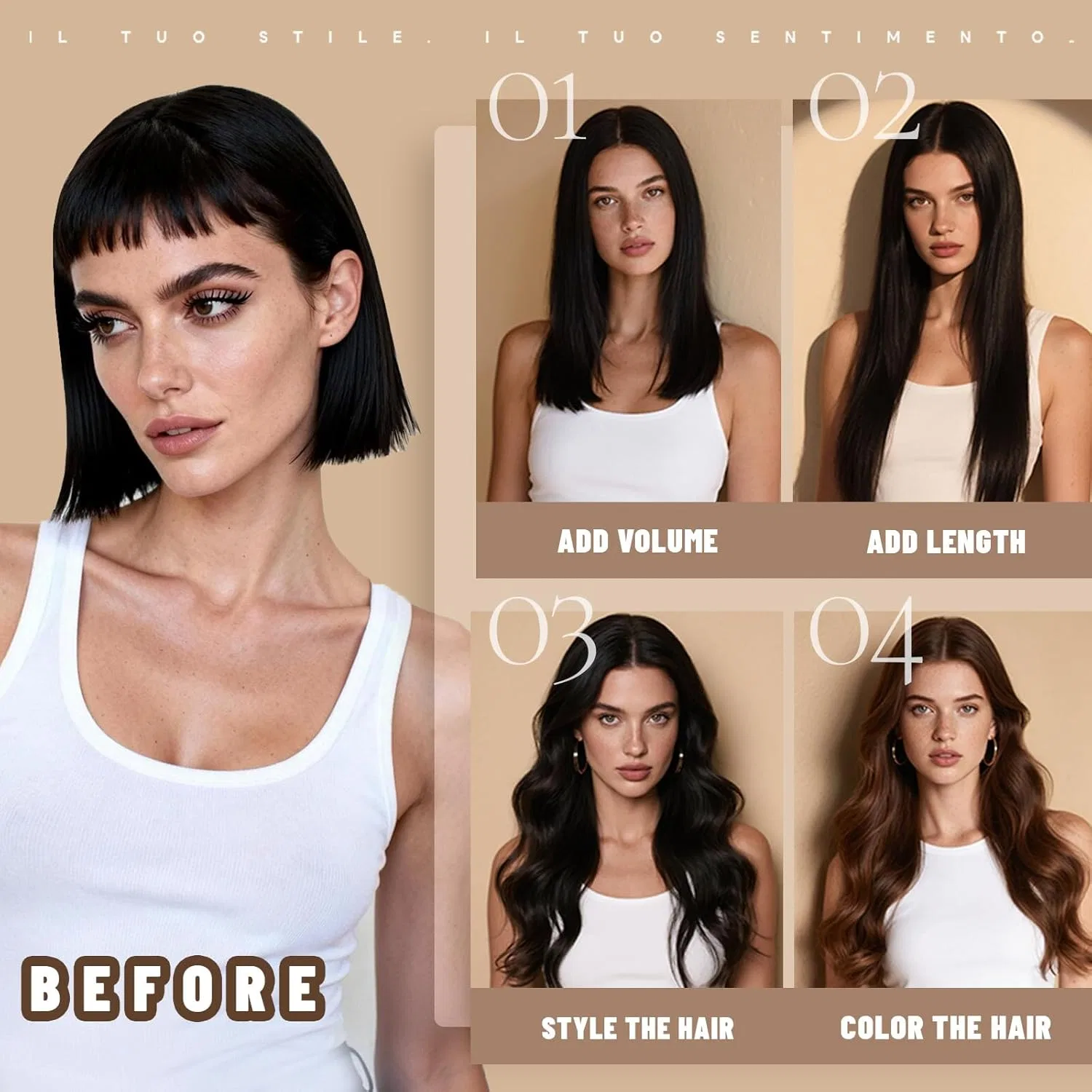 Наращивание волос на заколках из натуральных волос Remy, 40 см, 80 г Luxetress, #4 Chocolate Brown — фото 4