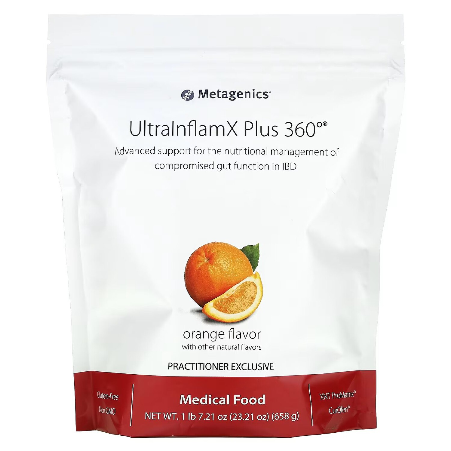 

UltralnflamX Plus 360°, медицинское питание, апельсин, 23,21 унции (658 г) Metagenics