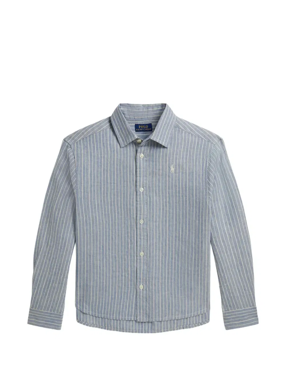 Рубашка с отделкой в полоску Polo Ralph Lauren Kids, синий