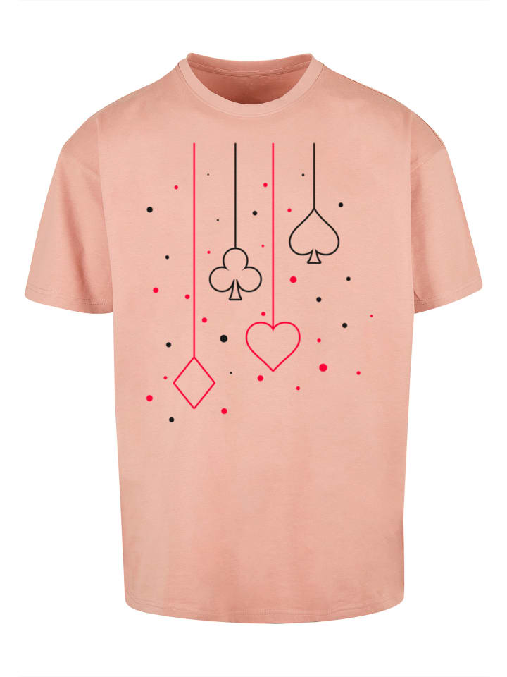 

F4NT4STIC Футболка с изображением треф, пик, червей и бубен (карточная игра в покер) янтарного цвета