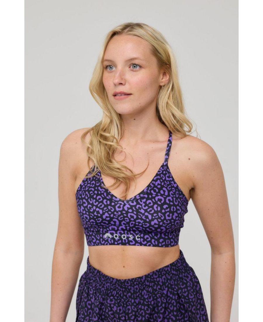 

Женский спортивный бюстгальтер Infinite средней поддержки, фиолетовый с леопардовым принтом OOSC, Purple leopard