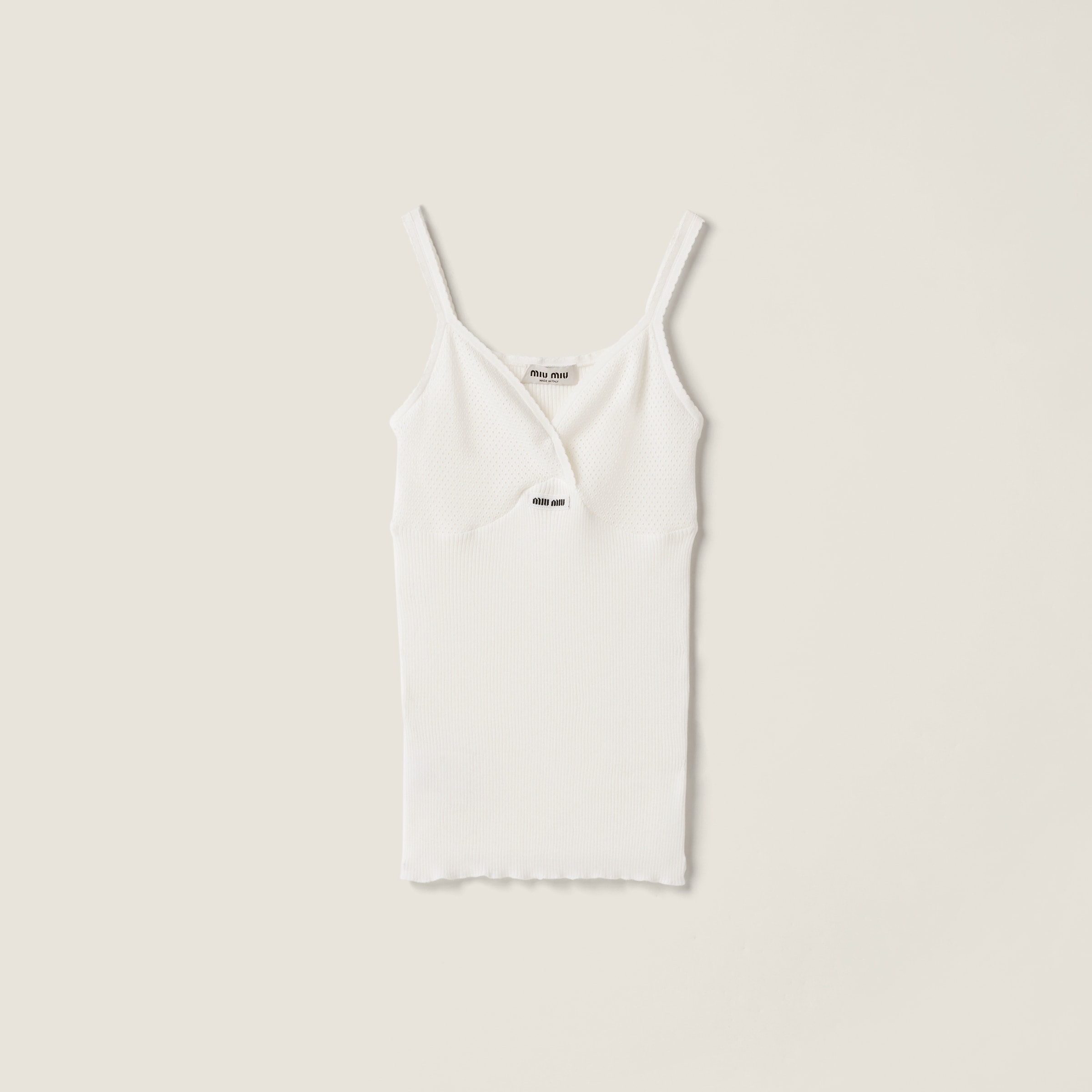 

Трикотажный топ из хлопка MIU MIU, белый