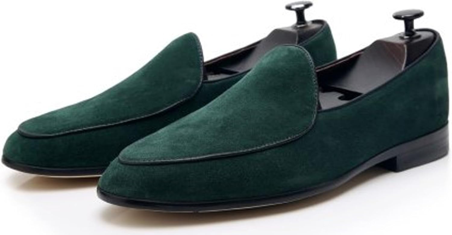 

Мужские лоферы Santimon, удобные без застежек, повседневные и классические, из натуральной кожи, лоферы с монеткой, для выпускного, свадьбы, официальных мероприятий, деловые мокасины из замши, туфли смокинг для мужчин, зеленый