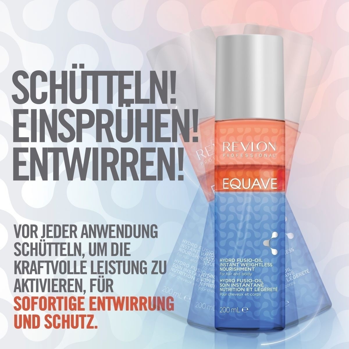 Кондиционер для волос equave 3 phases hydro fusio-oil instant conditioner - haar & körper Revlon Professional, объем 200 мл — фото 4