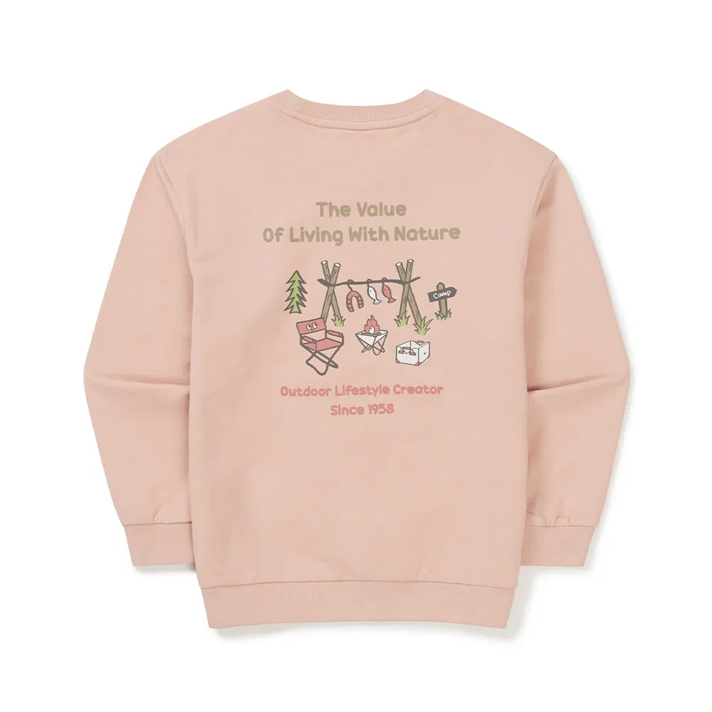 Детский свитшот Kids Camping, светло-розовый, от Snowpeak Apparel Kids — фото 3