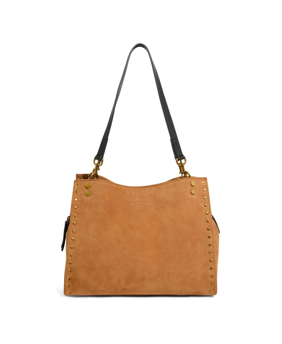 

Сумка-портфель LENOX с заклепками и тройным входом American Leather Co, Cafe Latte Suede