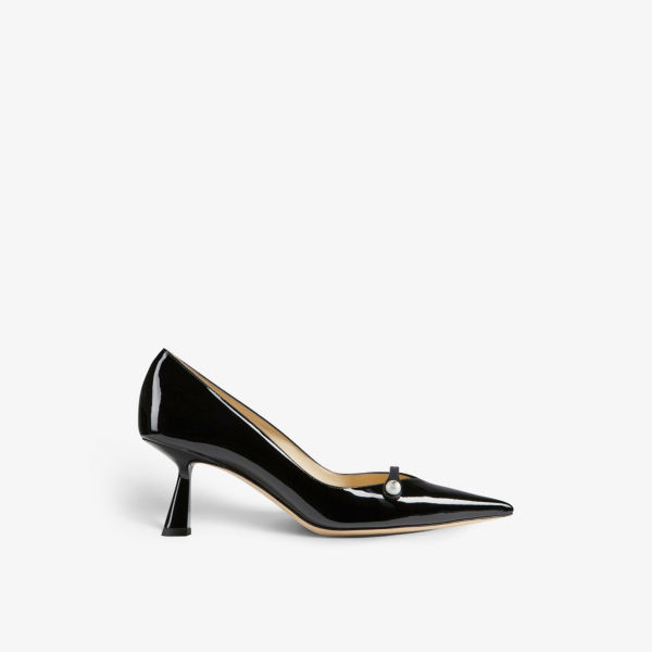 Туфли rosalia 65 на каблуке из лакированной кожи, украшенные жемчугом Jimmy Choo, черный