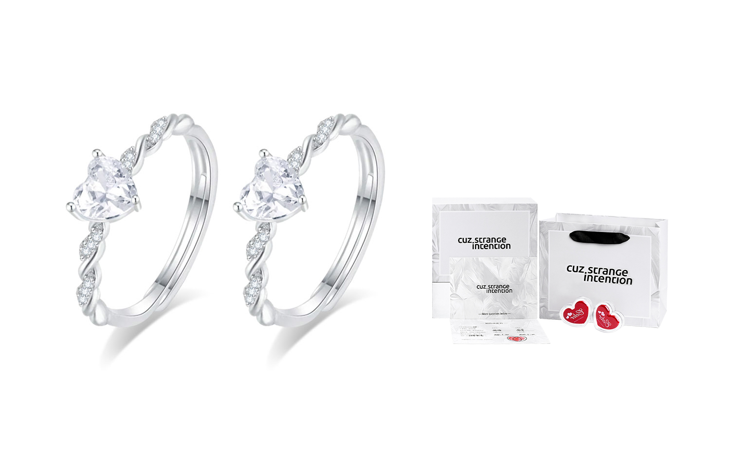 

Унисекс кольцо из сплава Alloy Rings Cuz Strange Intention, Girlfriend + Heartbeat Gift Box