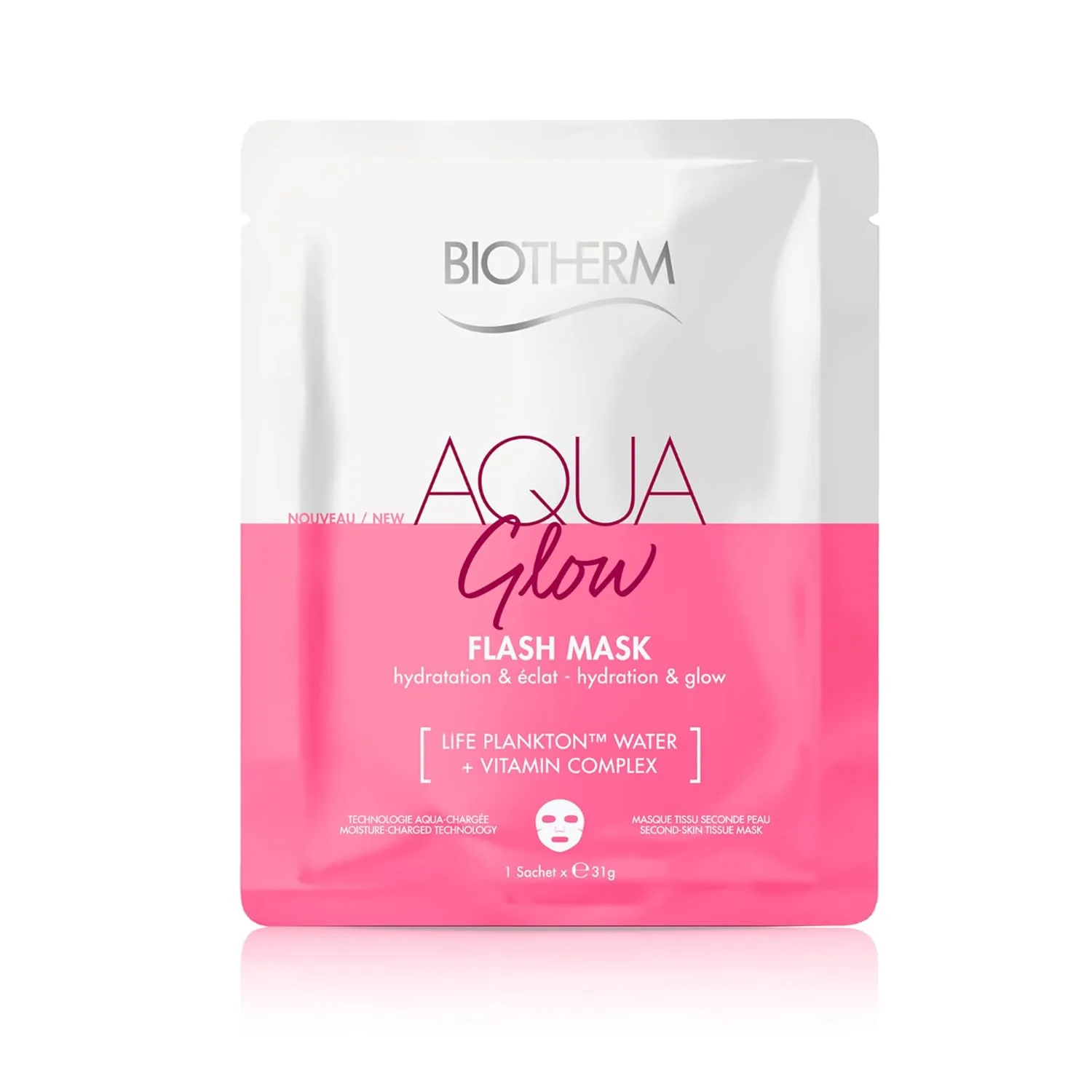 Тканевая маска Biotherm — Увлажняющая для лица Aquasource Flash с биотехнологическим планктоном. Аква-сияние