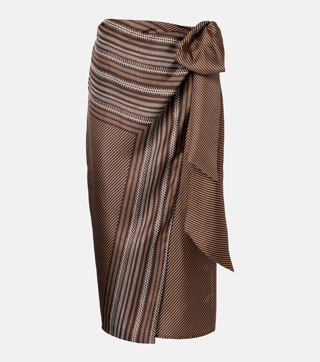 

Эдро полосатая шелковая юбка-саронг Max Mara, Cioccolato/Cam