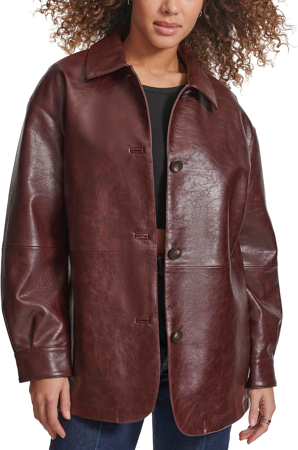 

Женский свободный пиджак Levi's из искусственной кожи, Oxblood Gloss