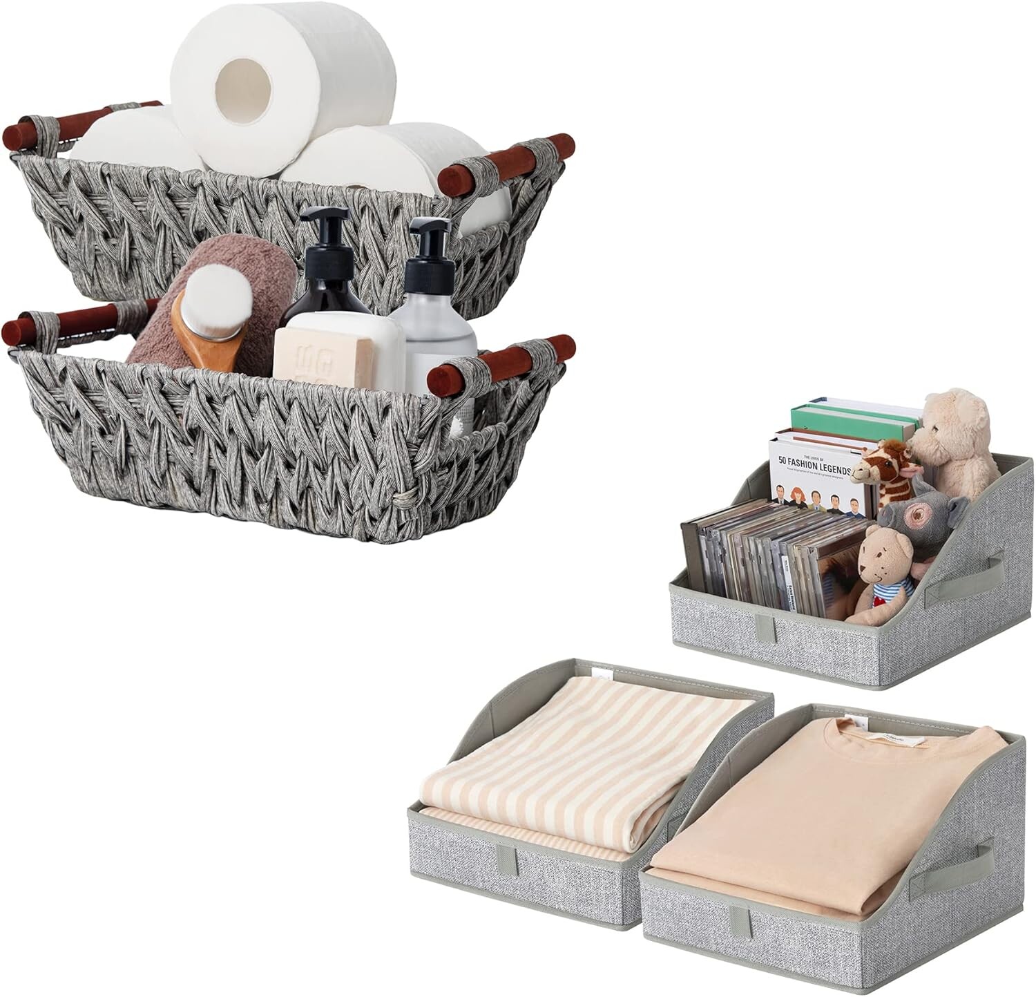 

GRANNY SAYS Набор из 3 коробок для хранения в шкафу и 2 плетеных корзин для хранения на полках