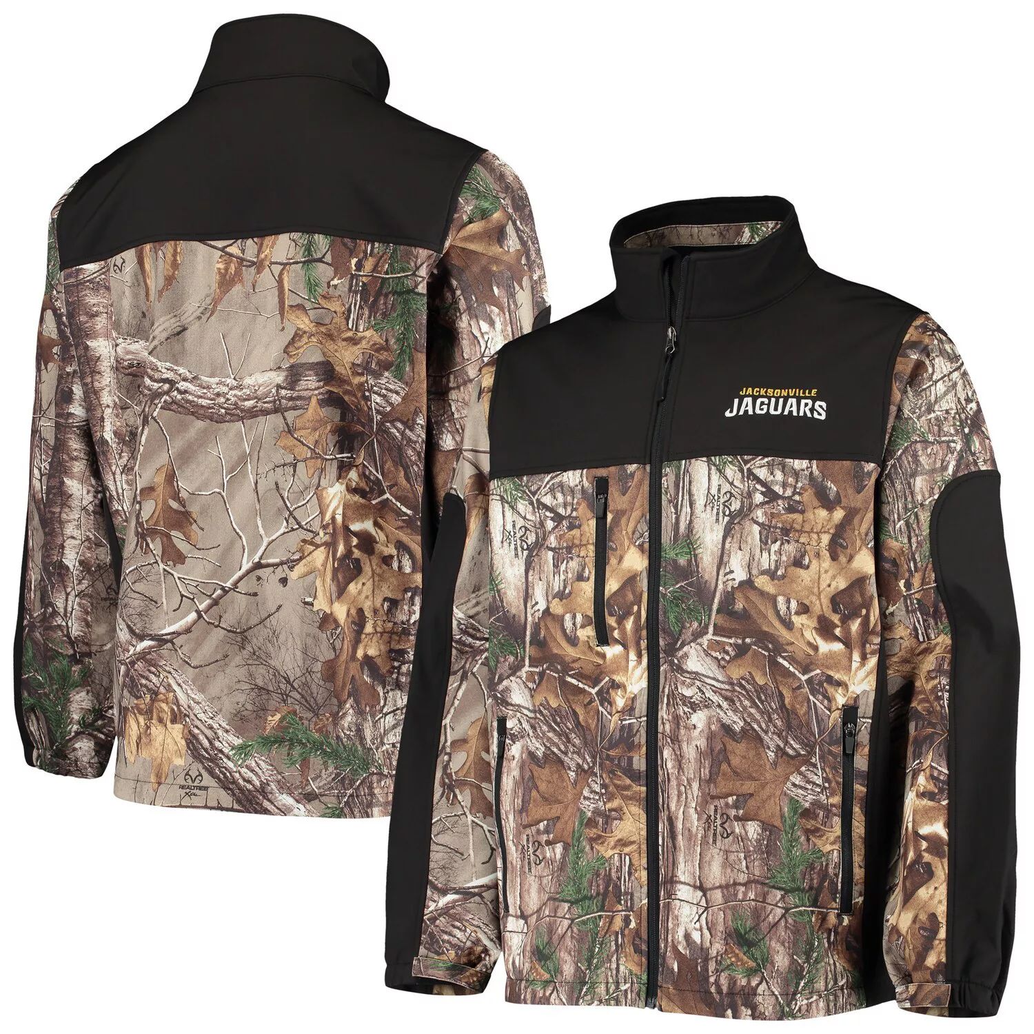 

Мужская куртка Dunbrooke Realtree Camo/Black Jacksonville Jaguars Circle Hunter Softshell с молнией во всю длину