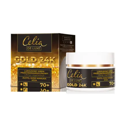 

Celia De Luxe Gold 24K Роскошный крем для лица против морщин Лифтинг и регенерация 70+, New