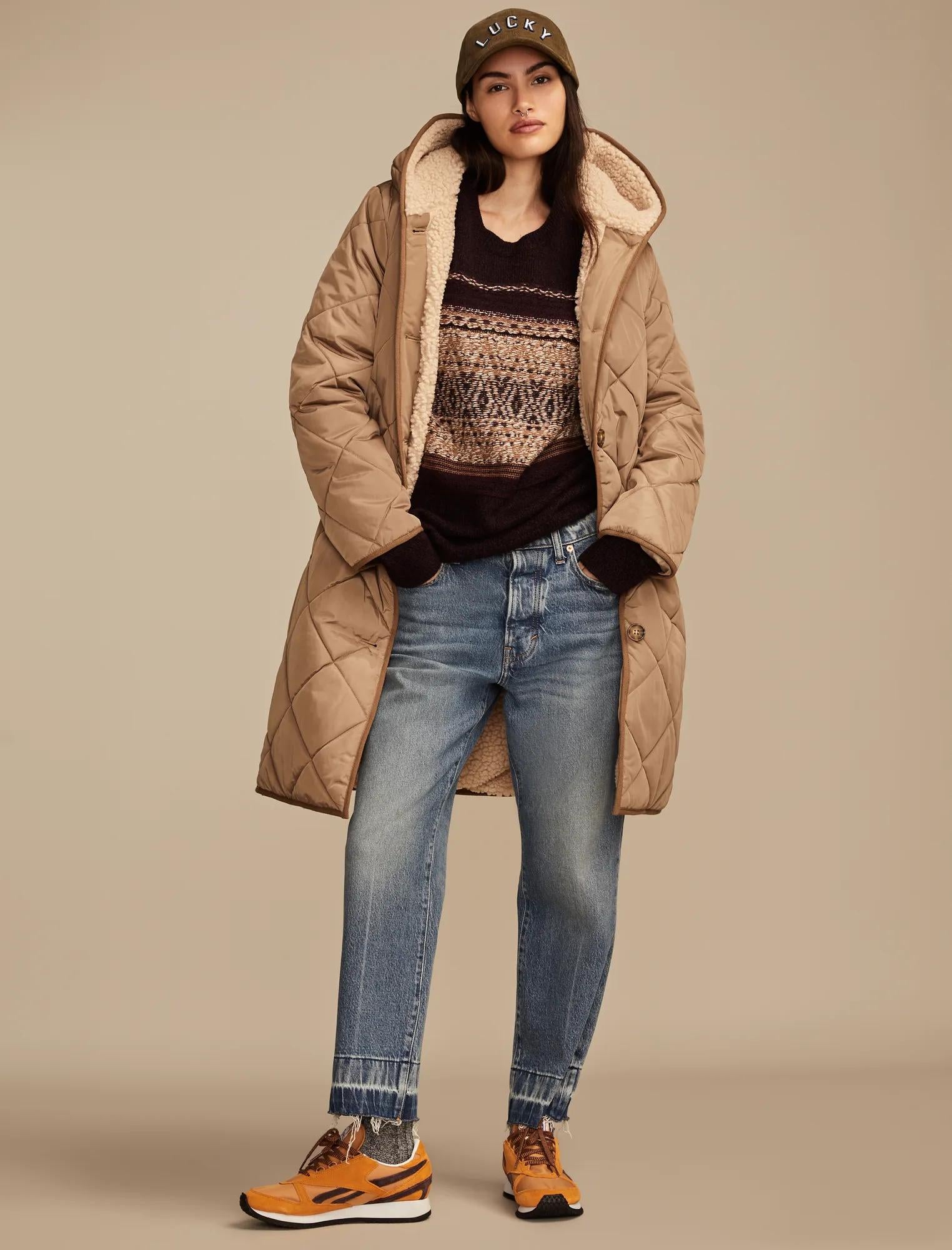 

Lucky Brand Женская Длинная Пуховая Куртка, темно-бежевый