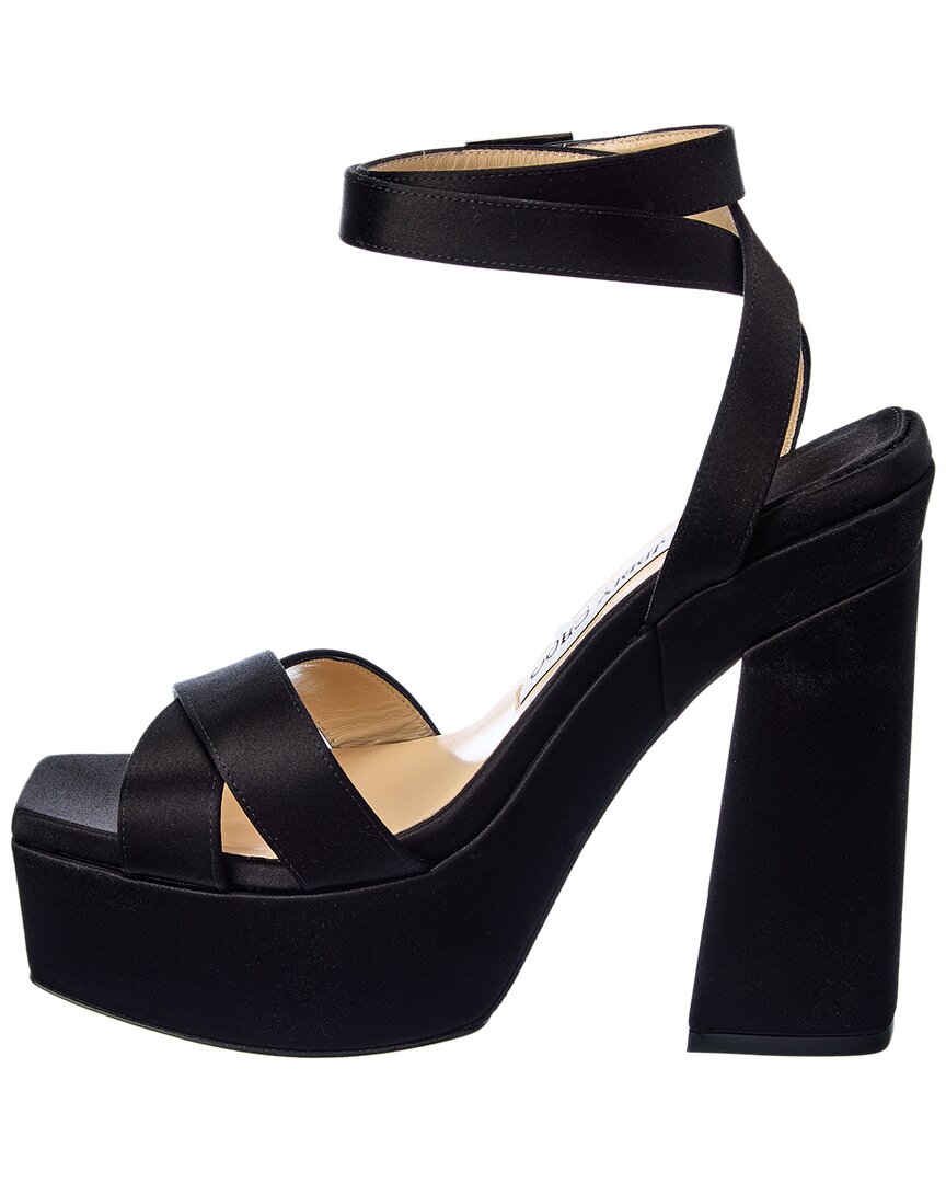 Сандалии Jimmy Choo Gaia 140 на атласной платформе, черный — фото 2