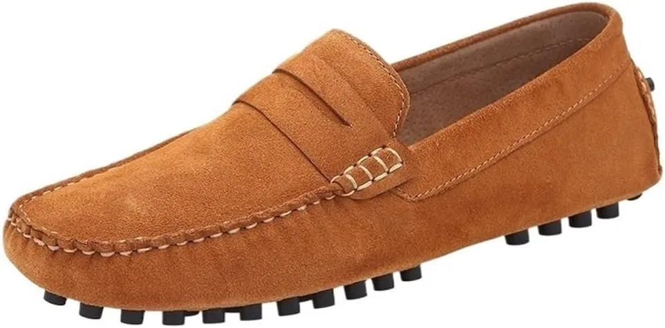 Лоферы кожаные нубук, Mens, Yellow DHFIRUFSHLO