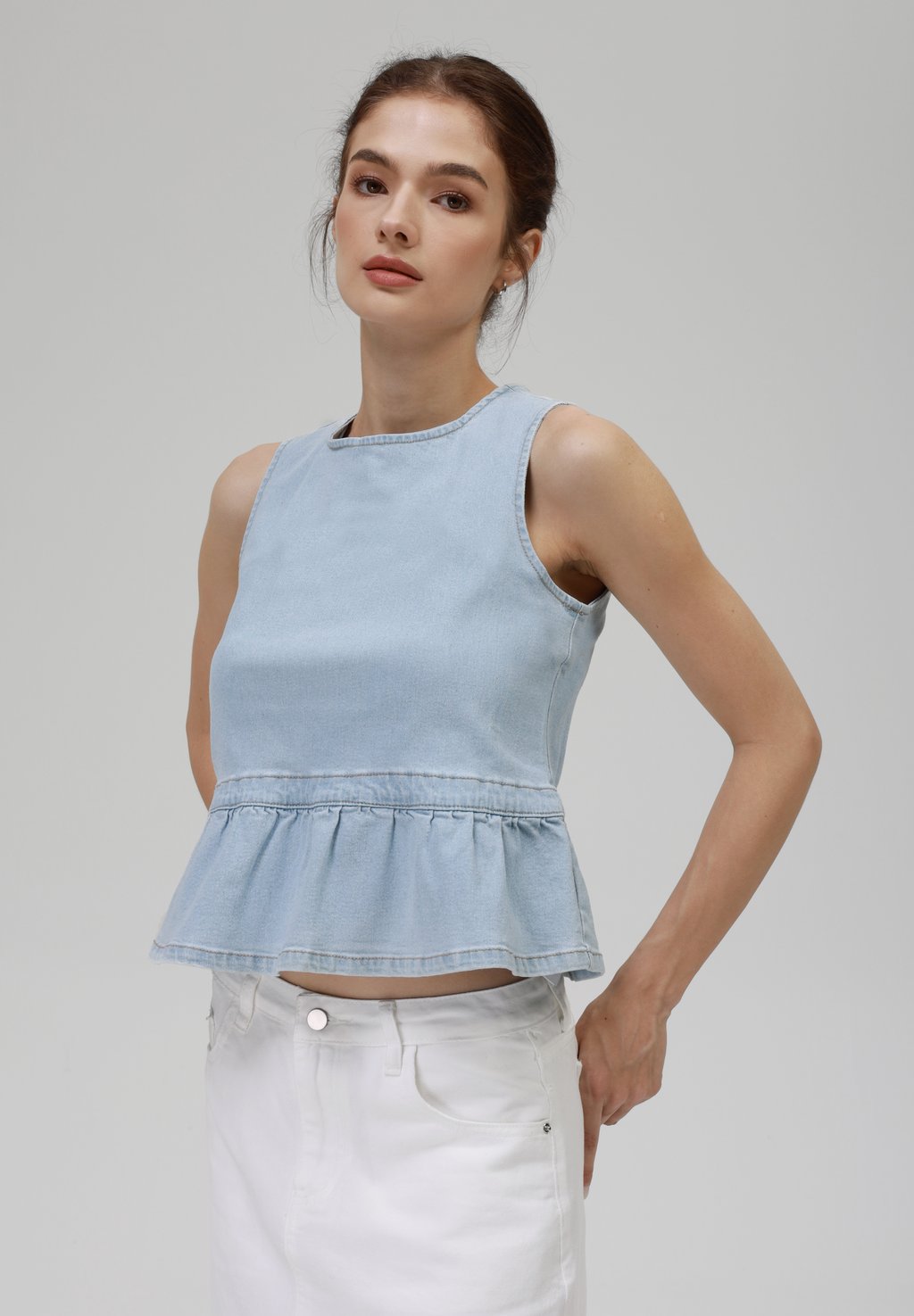 

Топ DENIM TOP - Blouse Even&Odd, цвет Light Blue Wash