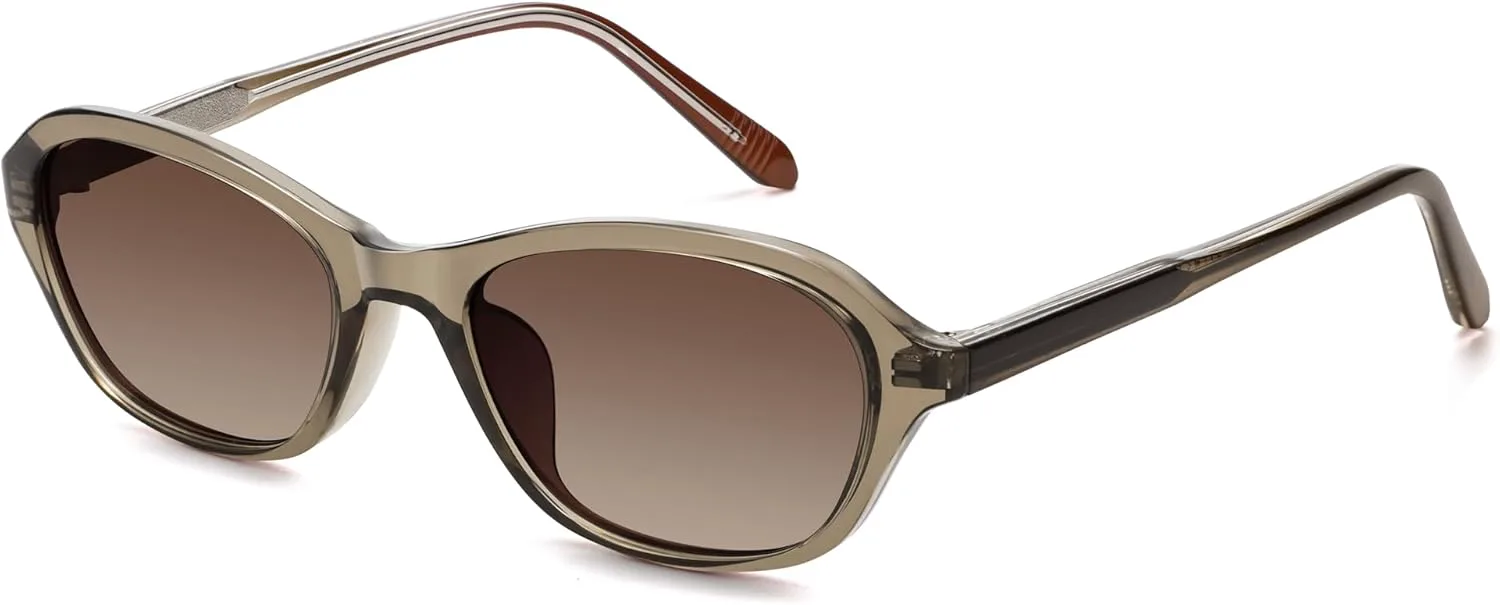 

Солнцезащитные очки SOJOS Retro Oval для женщин, модные, в стиле «кошачий глаз», узкие, в стиле Y2K 90-х, модель SJ2685, Transparent Taupe/Greyish-brown Grading