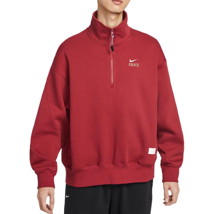 

Nike Спортивные флисовые топы для мужчин, темно-красный, Moderate