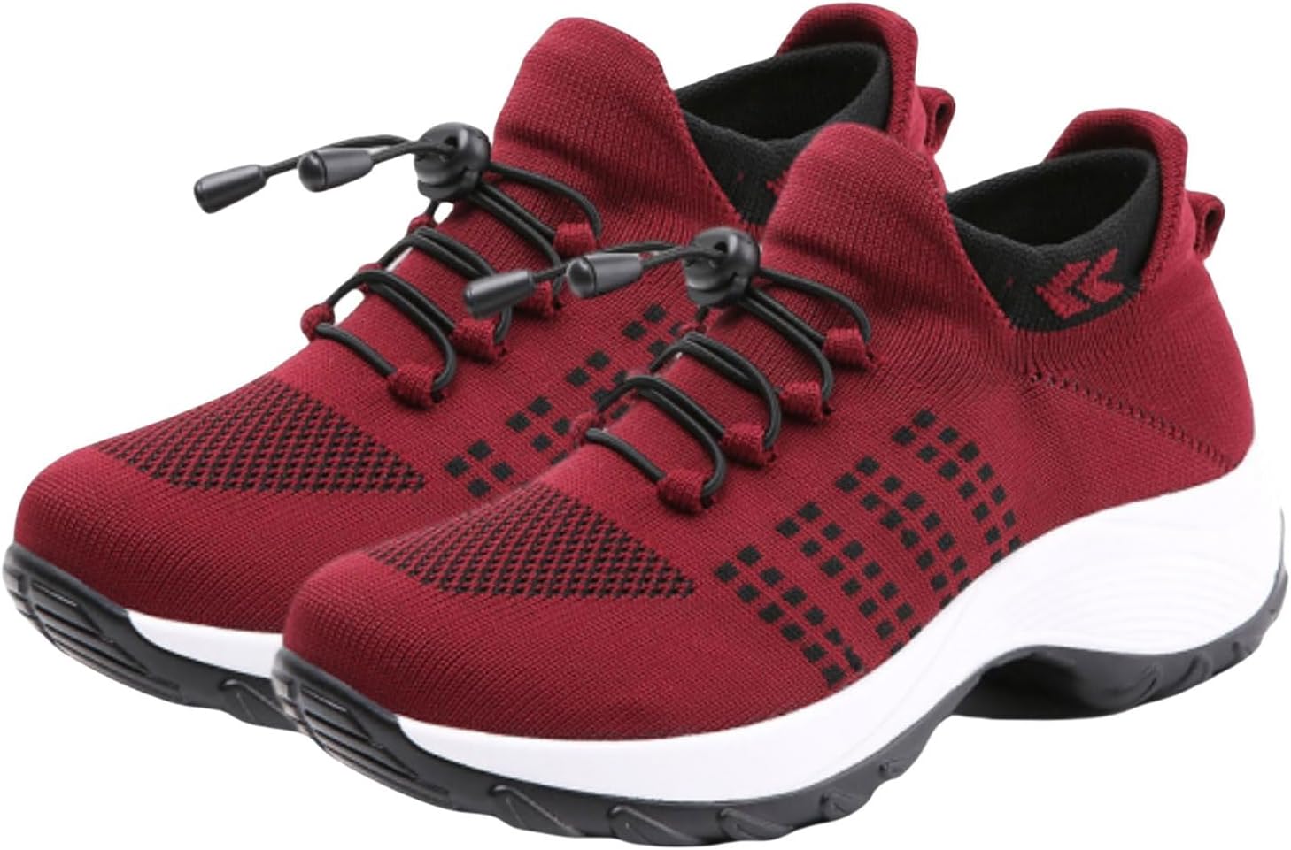 

Мужские кроссовки на платформе CHXLQQX с воздушной подушкой для ходьбы, ортопедические, эластичные и дышащие, с толстой подошвой-качалкой для мужчин и женщин, красный