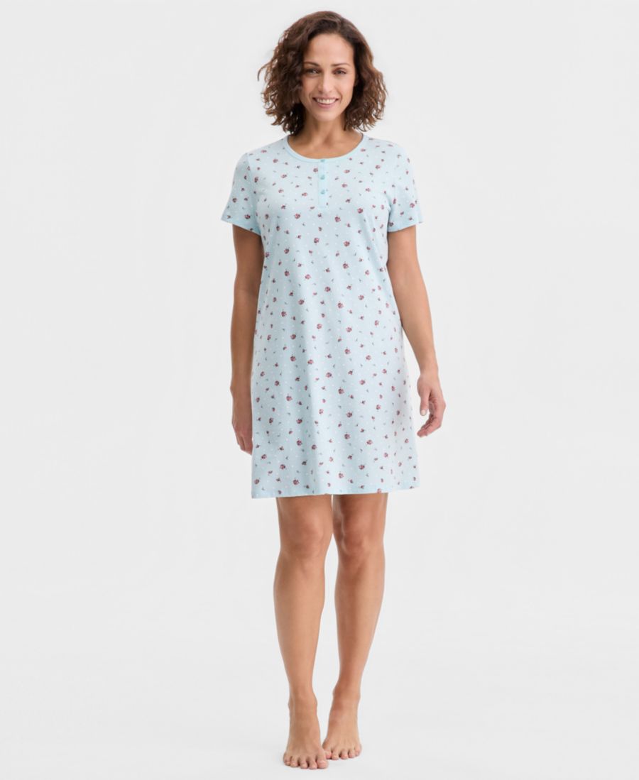 

Женская хлопковая ночная рубашка-поло с принтом, размеры XS-3X Charter Club, Divine Rose