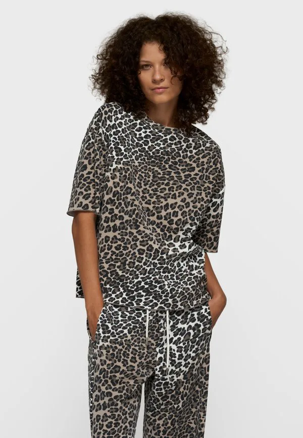 

Мягкая футболка с леопардовым принтом 10Days, Ecru, Коричневый, Мягкая футболка с леопардовым принтом 10Days, Ecru