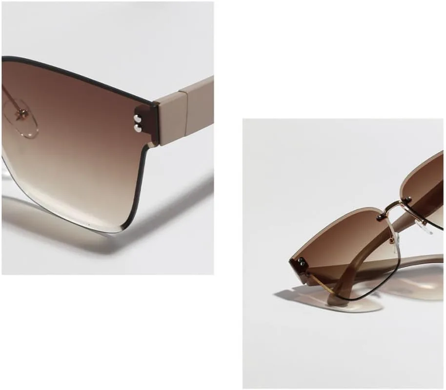 

Женские модные солнцезащитные очки без оправы, мужские солнцезащитные очки с увеличенной оправой, градиентные желтые очки с защитой от УФ-излучения UV400 MTZJH, Tea