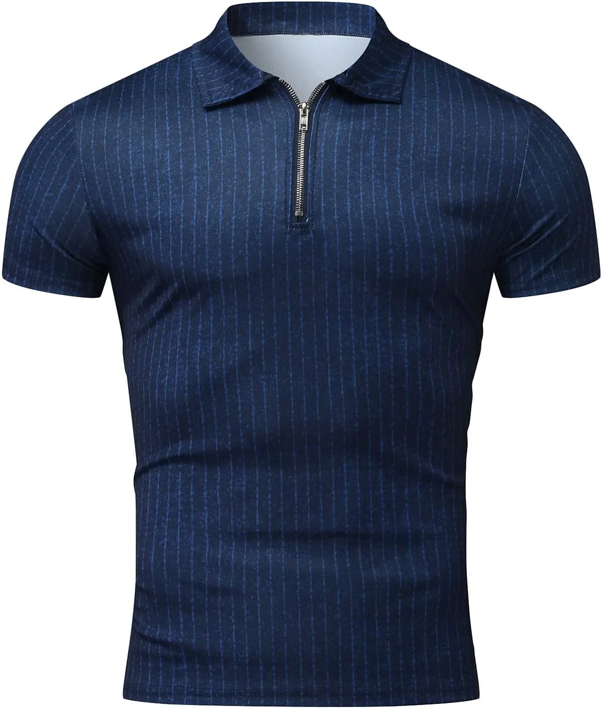 Мужская футболка Henley с молнией, Slim Fit, короткий рукав