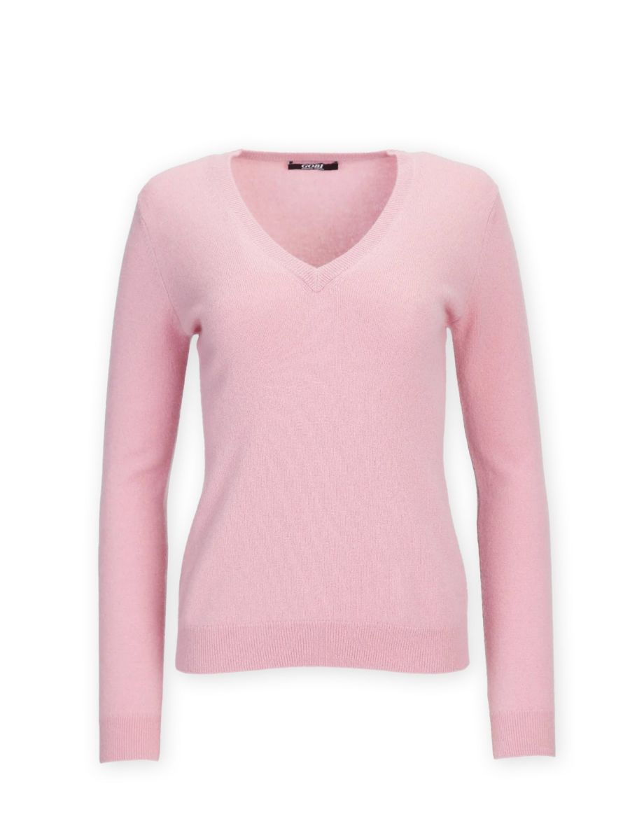 

Женский базовый кашемировый свитер с V-образным вырезом Gobi Cashmere, Pink-smoky grape