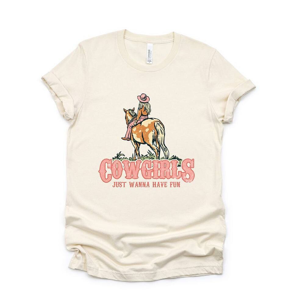 

Футболка с короткими рукавами и рисунком «Cowgirls Just Wanna Have Fun» в стиле ретро Simply Sage Market, цвет Cream