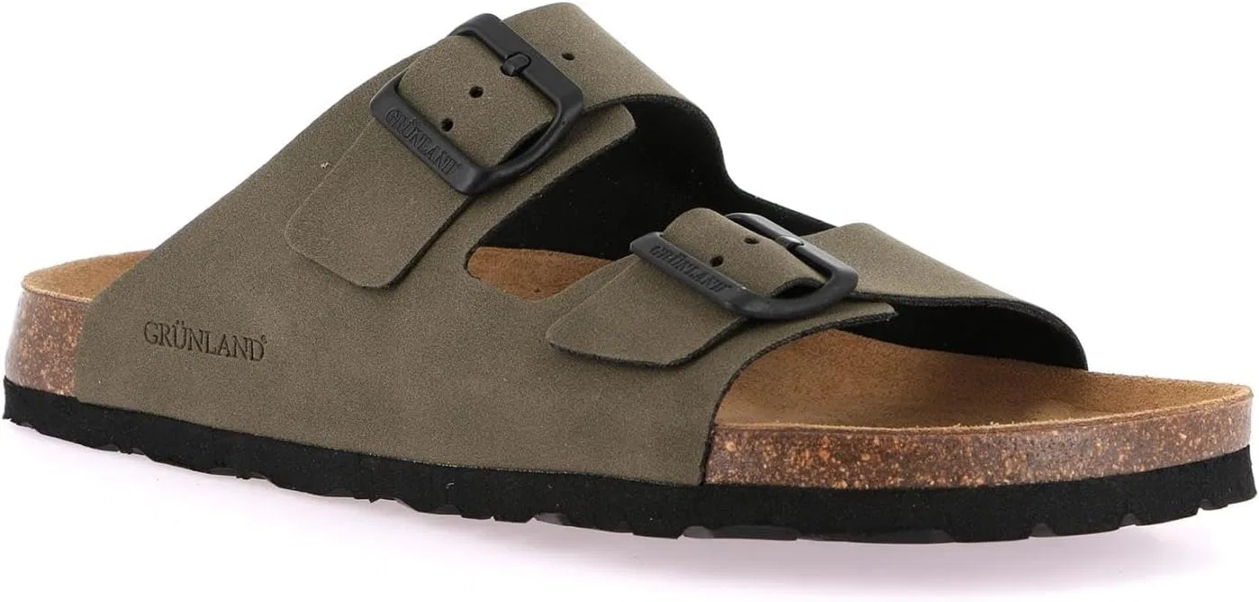 Мужские лоферы Grunland BOBO CB0812 из эко-замши с двойной пряжкой GRÜNLAND il benessere è naturale, Oliva