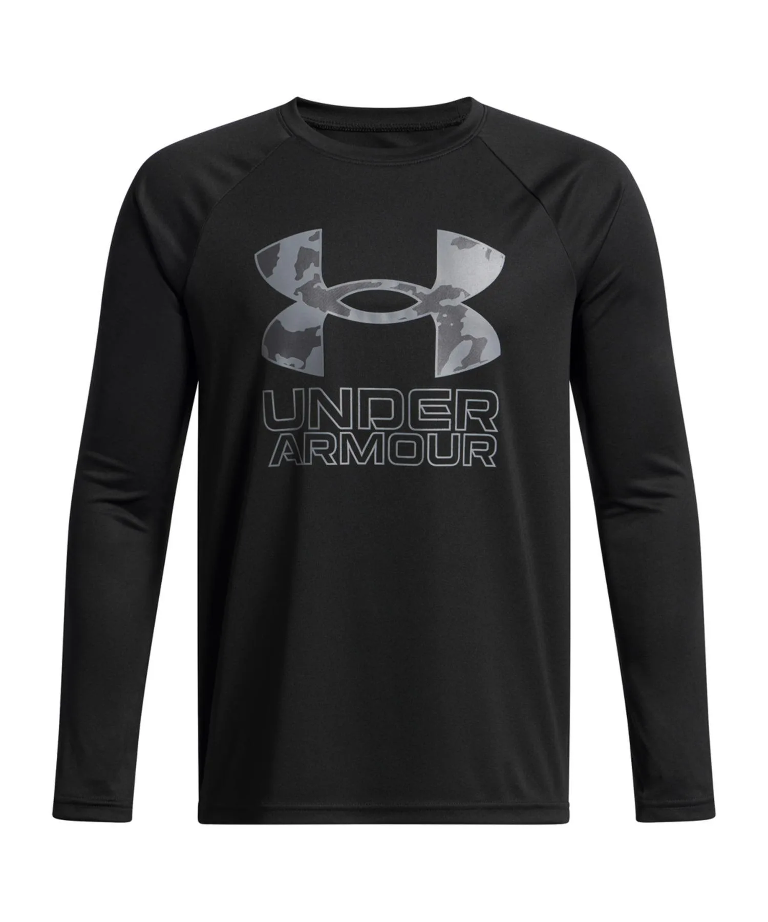 Детская футболка с длинным рукавом из полиэстера UA Tech Hybrid Print Fill UNDER ARMOUR чёрная