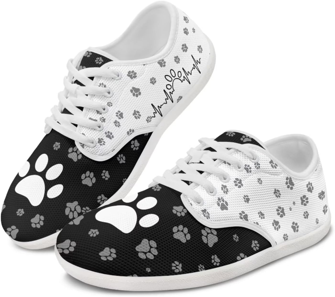 

Мужские обувь с широкой носочной частью Минималистичная обувь Легкие туфли без шнуровки для прогулок для женщин и мужчин Pointodoor, Dog Paw Printed