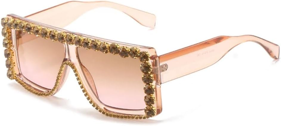 

Солнцезащитные очки большого размера с бриллиантами и квадратной оправой для женщин, модные солнцезащитные очки со стразами для мужчин, винтажная оправа MTZJH, Champagne