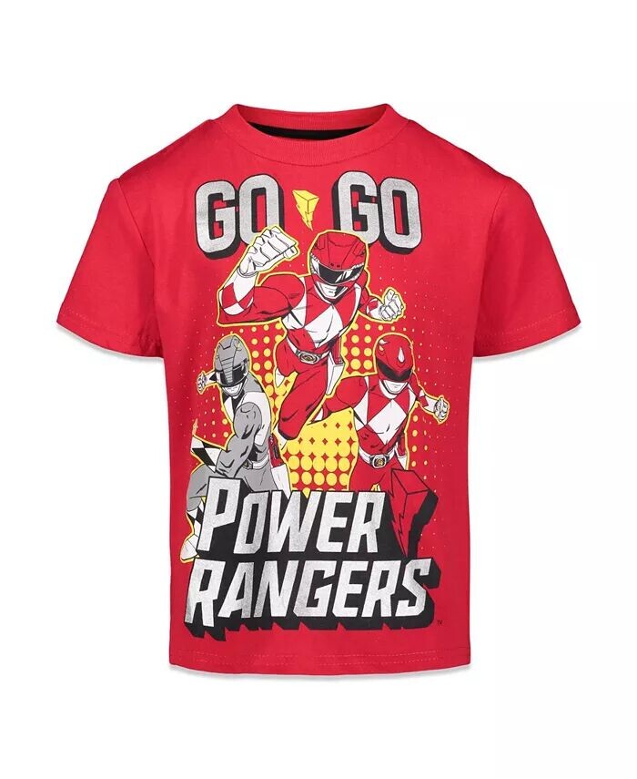 Комплект из 2 футболок Pink Ranger для мальчиков Yellow Ranger Red Ranger Power Rangers, красный — фото 4