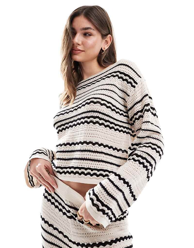 

Комбинированный джемпер в однотонную полоску ASOS DESIGN